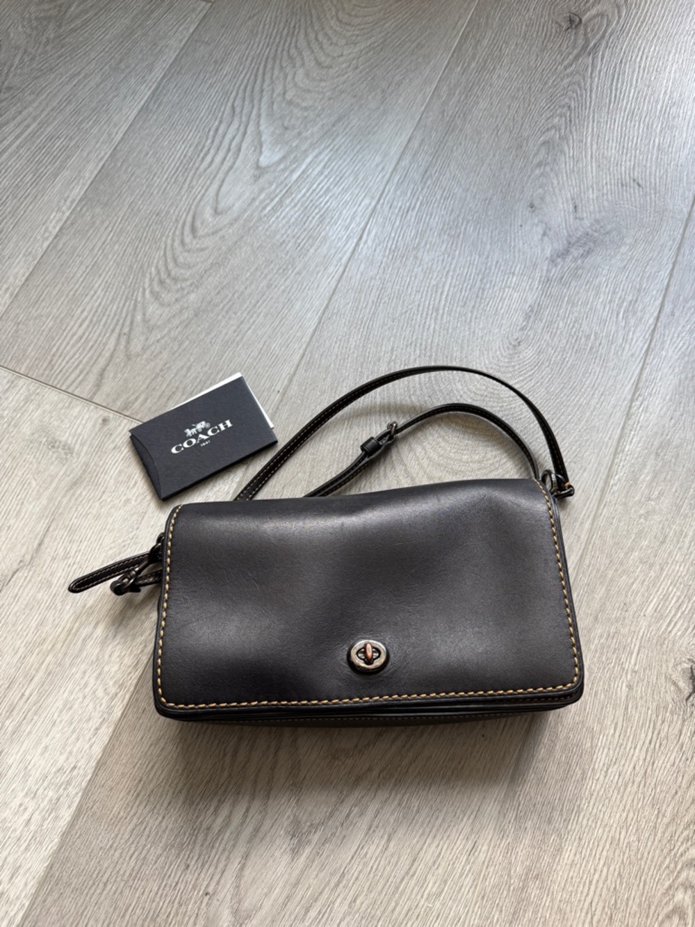 Coach Dinky Black Leather Bag with black leather strap